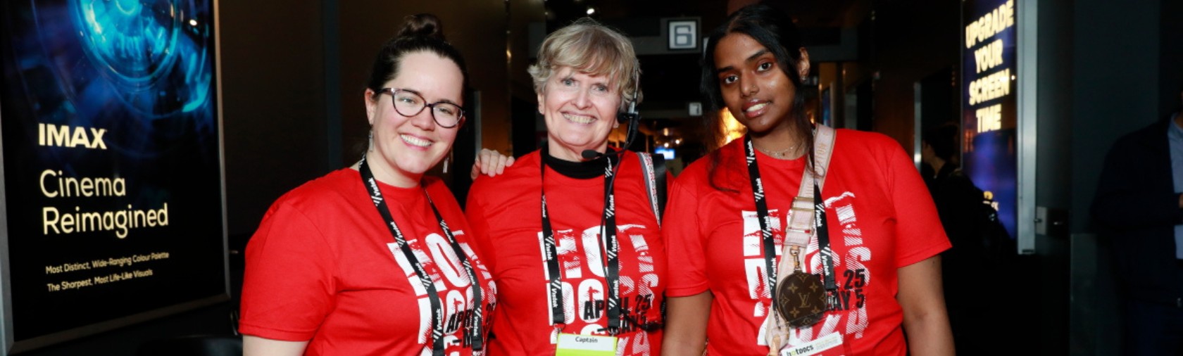 Volunteers at indoor cinema